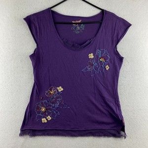 Levi's Blouse Womens XL Purple Sleeveless Pullover Floral Embellishment